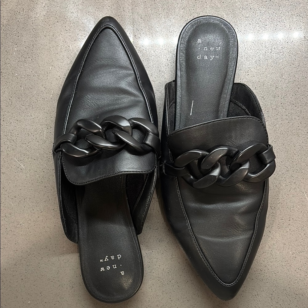A New Day Black Mules Sleek Slip-On Design